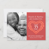 Invitation Corail 35e anniversaire de mariage orange (Devant)
