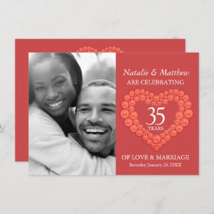 Invitation Corail 35e anniversaire mariage orange