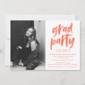 Invitation Corail | Abstrait Brushstrokes Graduation Party (Devant)