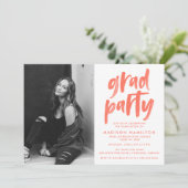 Invitation Corail | Abstrait Brushstrokes Graduation Party (Debout devant)