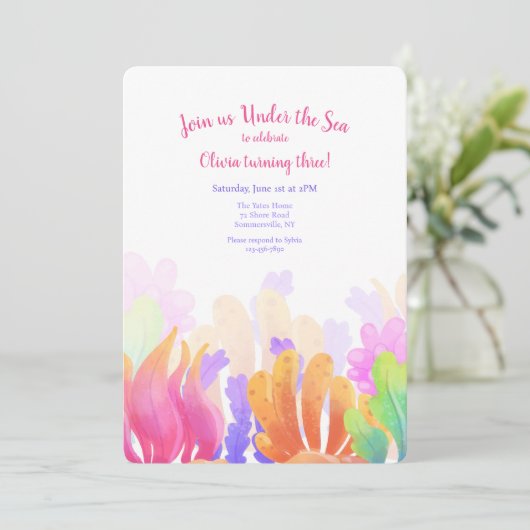 Invitation Corail Aquarelle (Debout devant)