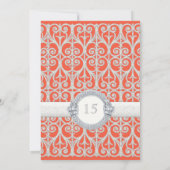 Invitation Corail & Argent, Diamants & Dentelle, Mis Quince A (Dos)