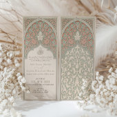 Invitation Corail artistique et Mariage de dentelle islamique