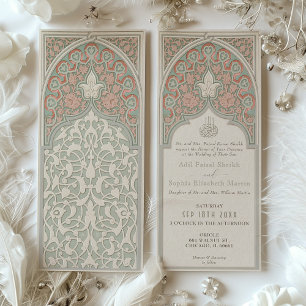 Invitation Corail artistique et Mariage de dentelle islamique
