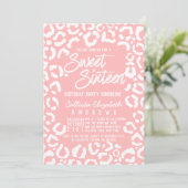 Invitation Corail blanc moderne Cheetah Leopard Sweet 16 Phot (Debout devant)