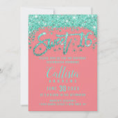 Invitation Corail blanc Turquoise Parties scintillant Dust Sw (Devant)