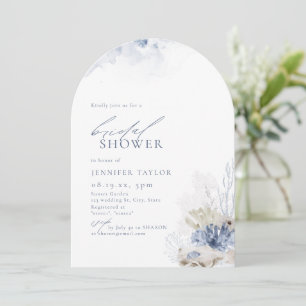 Invitation Corail bleu et coquillages plage Fête des mariées 