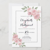 Invitation Corail botanique vert rose vert ampersan et mariag (Devant)