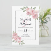 Invitation Corail botanique vert rose vert ampersan et mariag (Debout devant)