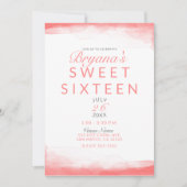 Invitation Corail Chaud Aquarelle Moderne Chic Douce 16 (Devant)