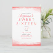 Invitation Corail Chaud Aquarelle Moderne Chic Douce 16 (Debout devant)