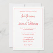 Invitation Corail chic et Mariage blanc (Devant)
