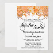 Invitation Corail de Fleur de Mariage Espagnol Notre Mariage (Devant / Derrière)