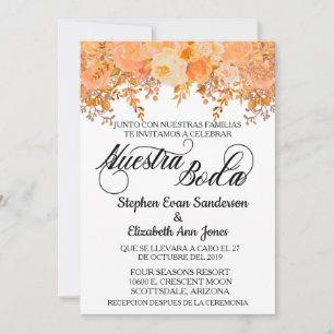 Invitation Corail de Fleur de Mariage Espagnol Notre Mariage