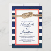 Invitation Corail de noeud nautique et Mariage de rayures de  (Devant)