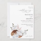 Invitation Corail de noix de coco et Mariage floral blanc (Devant)