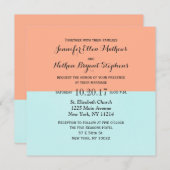 Invitation Corail élégant et vert menthe deux tons couleur di (Devant / Derrière)