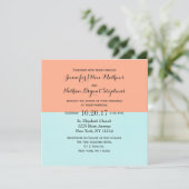 Invitation Corail élégant et vert menthe deux tons couleur di (Debout devant)