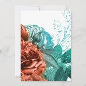 Invitation Corail espagnol et Mariage Turquoise floral (Dos)