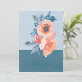 Invitation Corail et bleu Dusty Floral Mariage unique (Debout devant)