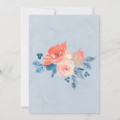 Invitation Corail et bleu Dusty Floral Mariage unique (Dos)