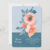 Invitation Corail et Dusty Blue Floral Boho Fête des mariées (Devant)