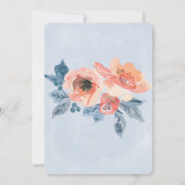 Invitation Corail Et Fête des mariées Florale Bleu Dusty (Dos)