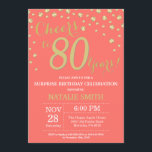 Invitation Corail et Gold Surprise 80e Anniversaire Diamant<br><div class="desc">Invitation surprise 80e anniversaire avec Arrière - plan Diamant Coral et Gold Parties scintillant. Gold Confetti. Anniversaire adulte. Hommes ou femmes,  anniversaire.
Pour plus de personnalisation,  cliquez sur le bouton "Customiser" et utilisez notre outil de conception pour modifier ce modèle.</div>