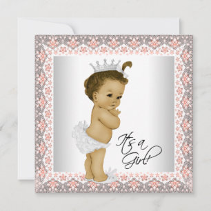 Invitation Corail et Gris Baby Girl Douche