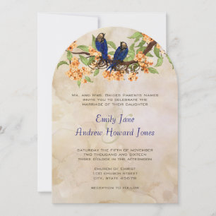 Invitation Corail et Marine Inséparables Vintages Tea Stain