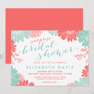 Invitation Corail et Mint Floral Surprise Fête des mariées