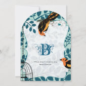 Invitation Corail et oiseaux Art Déco Turquoises inspirés (Dos)
