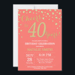 Invitation Corail et or 40e Anniversaire Diamant<br><div class="desc">40e anniversaire Invitation avec Arrière - plan diamant de Parties scintillant de corail et d'or. Confetti d'or. Anniversaire adulte. Hommes ou Femmes Anniversaire. Pour plus de personnalisation,  cliquez sur le bouton "Customiser" et utilisez notre outil de conception pour modifier ce modèle.</div>