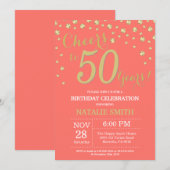 Invitation Corail et Or 50e Anniversaire Diamant (Devant / Derrière)