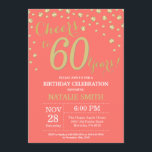 Invitation Corail et or 60e Anniversaire Diamant<br><div class="desc">60e anniversaire Invitation avec Arrière - plan diamant de Parties scintillant de corail et d'or. Confetti d'or. Anniversaire adulte. Hommes ou Femmes Anniversaire. Pour plus de personnalisation,  cliquez sur le bouton "Customiser" et utilisez notre outil de conception pour modifier ce modèle.</div>