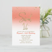 Invitation Corail et Or Moderne Glam Fête d'anniversaire SWEE (Debout devant)