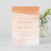 Invitation Corail et Pêche Aquarelle Laver Mariage moderne (Debout devant)