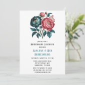 Invitation Corail et Turquoise Peonies Gold Bridesmaiers Déje (Debout devant)
