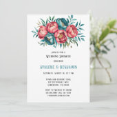 Invitation Corail et Turquoise Peonies Wedding shower or (Debout devant)
