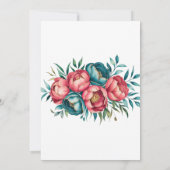 Invitation Corail et Turquoise Peonies Wedding shower or (Dos)