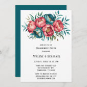 Invitation Corail et Turquoises Peonies Gold (Devant / Derrière)