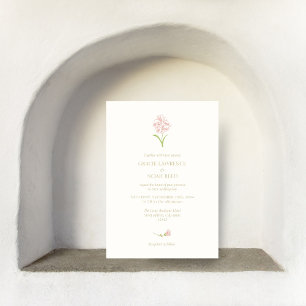 Invitation Corail floral blanc rose et ivoire floral