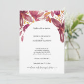 Invitation Corail Floral Élégant Violet Or (Debout devant)