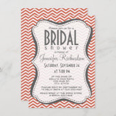 Invitation Corail foncé Chevron (Devant / Derrière)