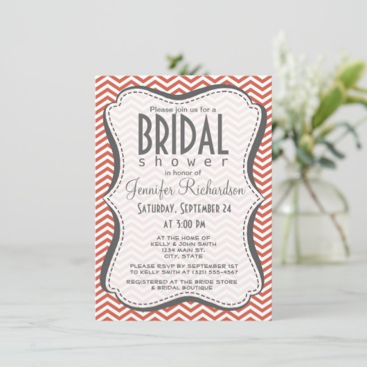 Invitation Corail foncé Chevron (Debout devant)