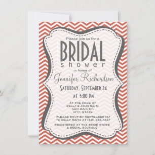Invitation Corail foncé Chevron