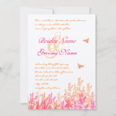 Invitation Corail & Fuchsia Floral Bumble Bee Wedding Invite (Devant)