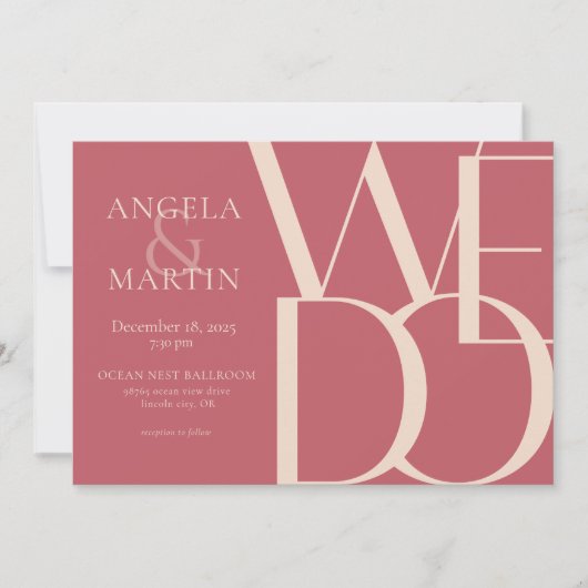 Invitation Corail gras minimaliste (Devant)