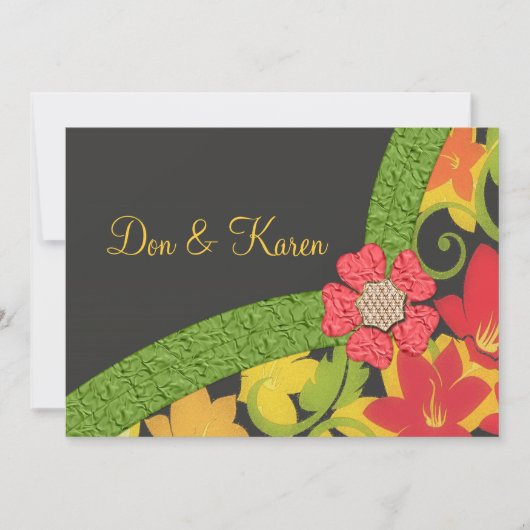 Invitation Corail Green & Jaune Flower Garden Size A7 (Devant)