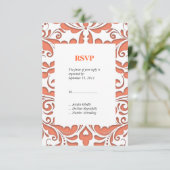 Invitation Corail HeartyParty Et Coeur Damas Blanc (Debout devant)